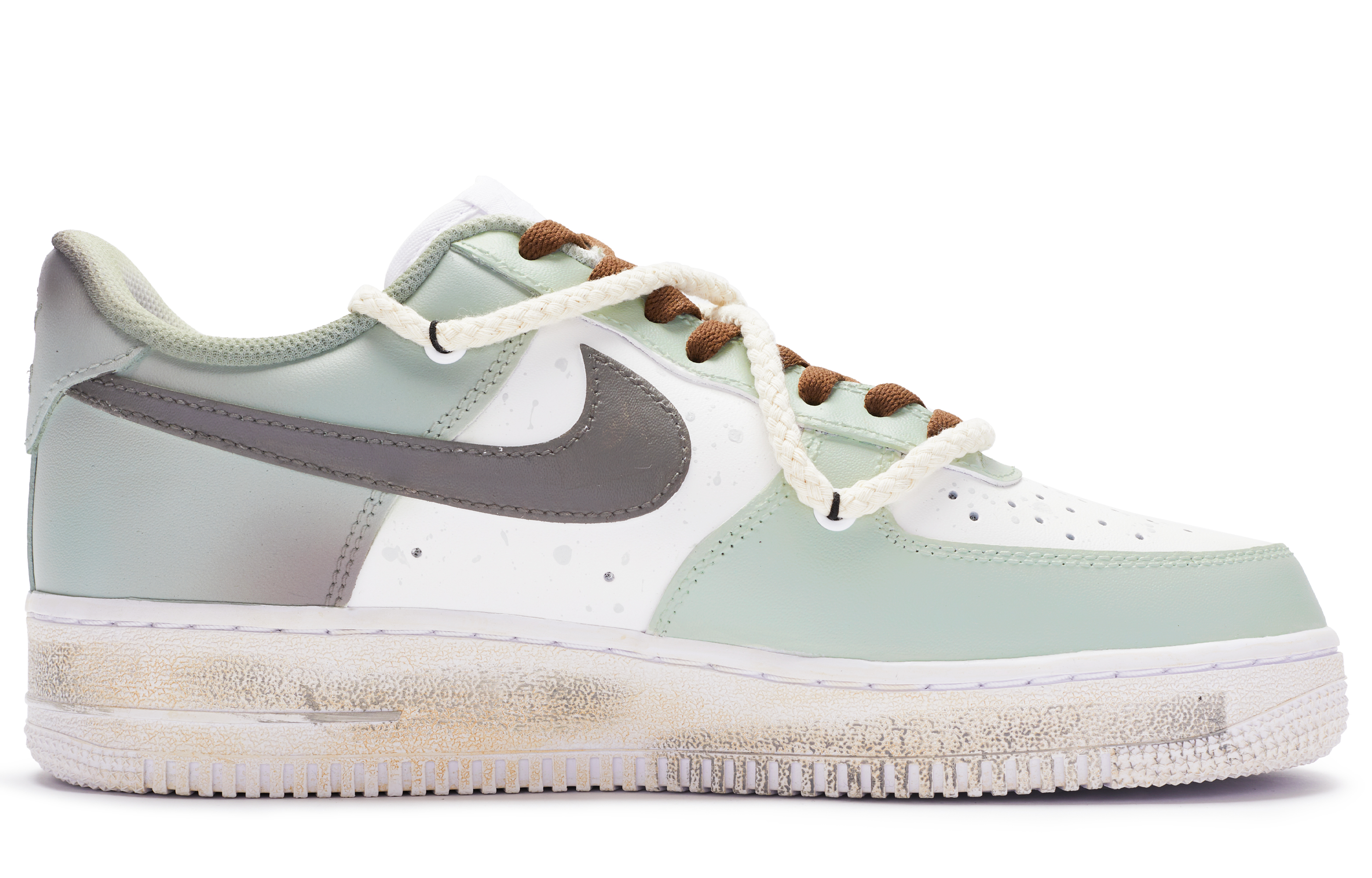 Order ナイキAF1 ロー カスタム「穀雨白緑黒」 CW2288-111(TeamR-男款小满白绿黑S-BOX)