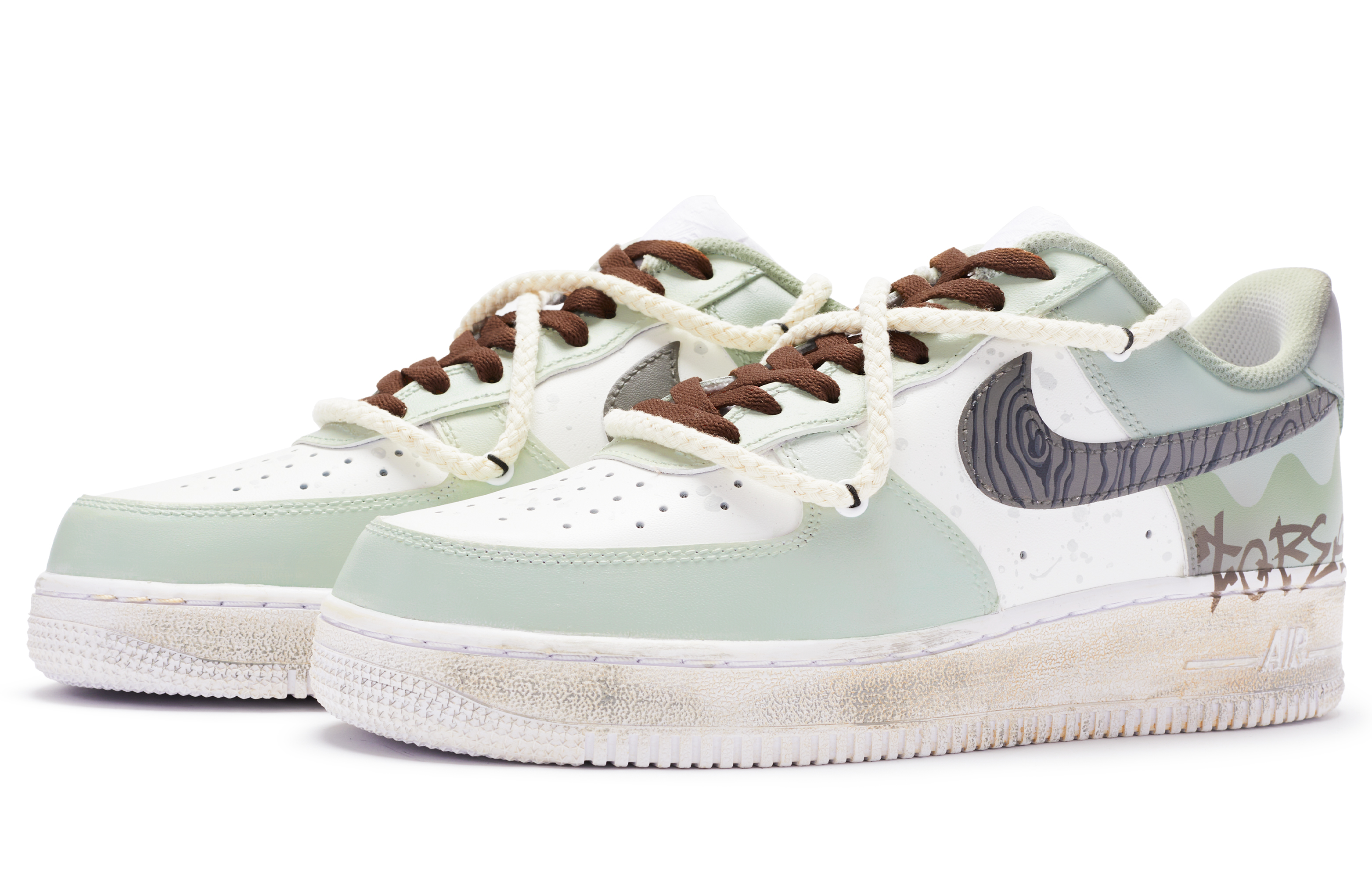 Lookbook ナイキAF1 ロー カスタム「穀雨白緑黒」 CW2288-111(TeamR-男款小满白绿黑S-BOX)