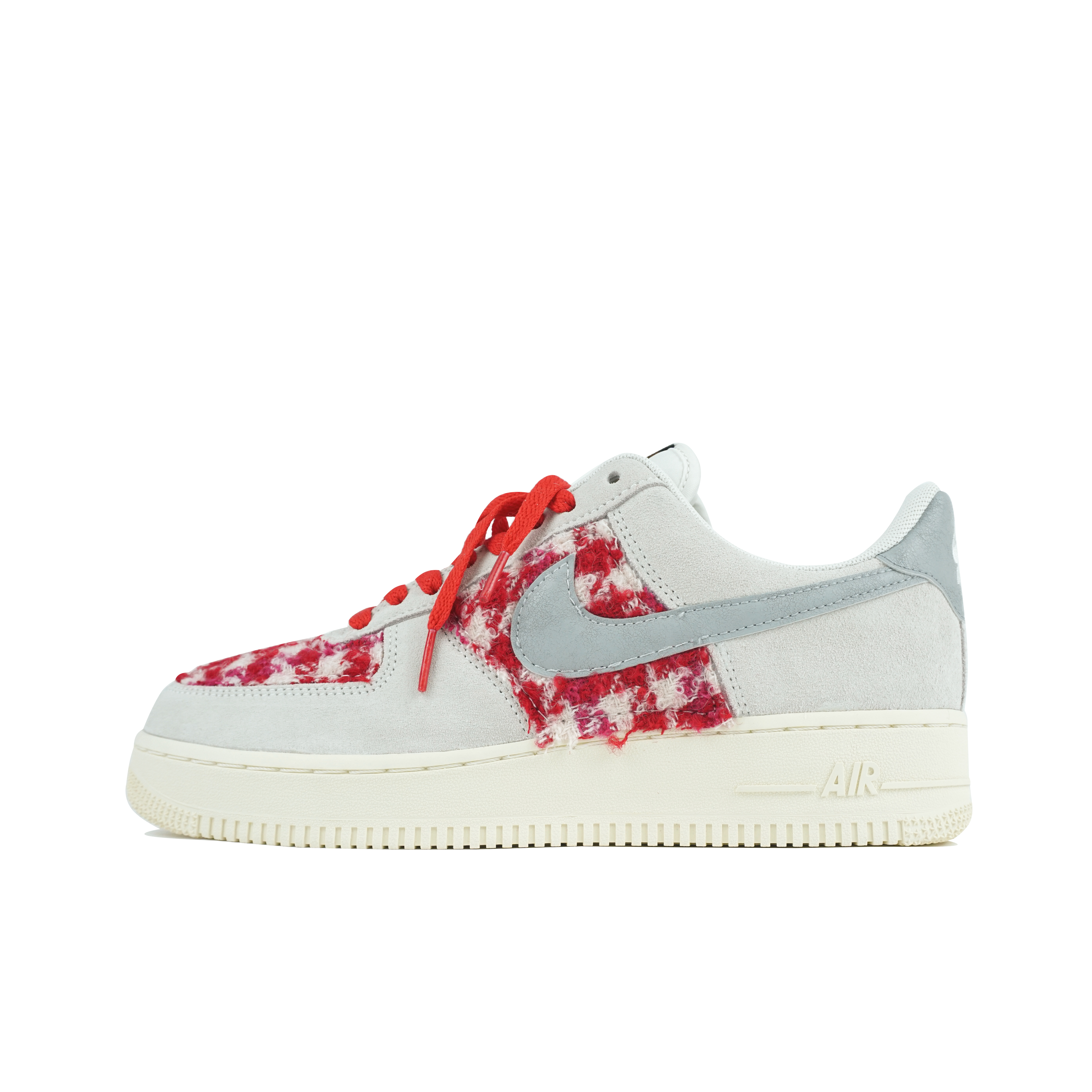 Buy 【定制球鞋】 Nike Air Force 1 Low 玖制 格紋布 手工縫紉 裁縫 設計師 做舊 低幫 板鞋 男款 灰紅