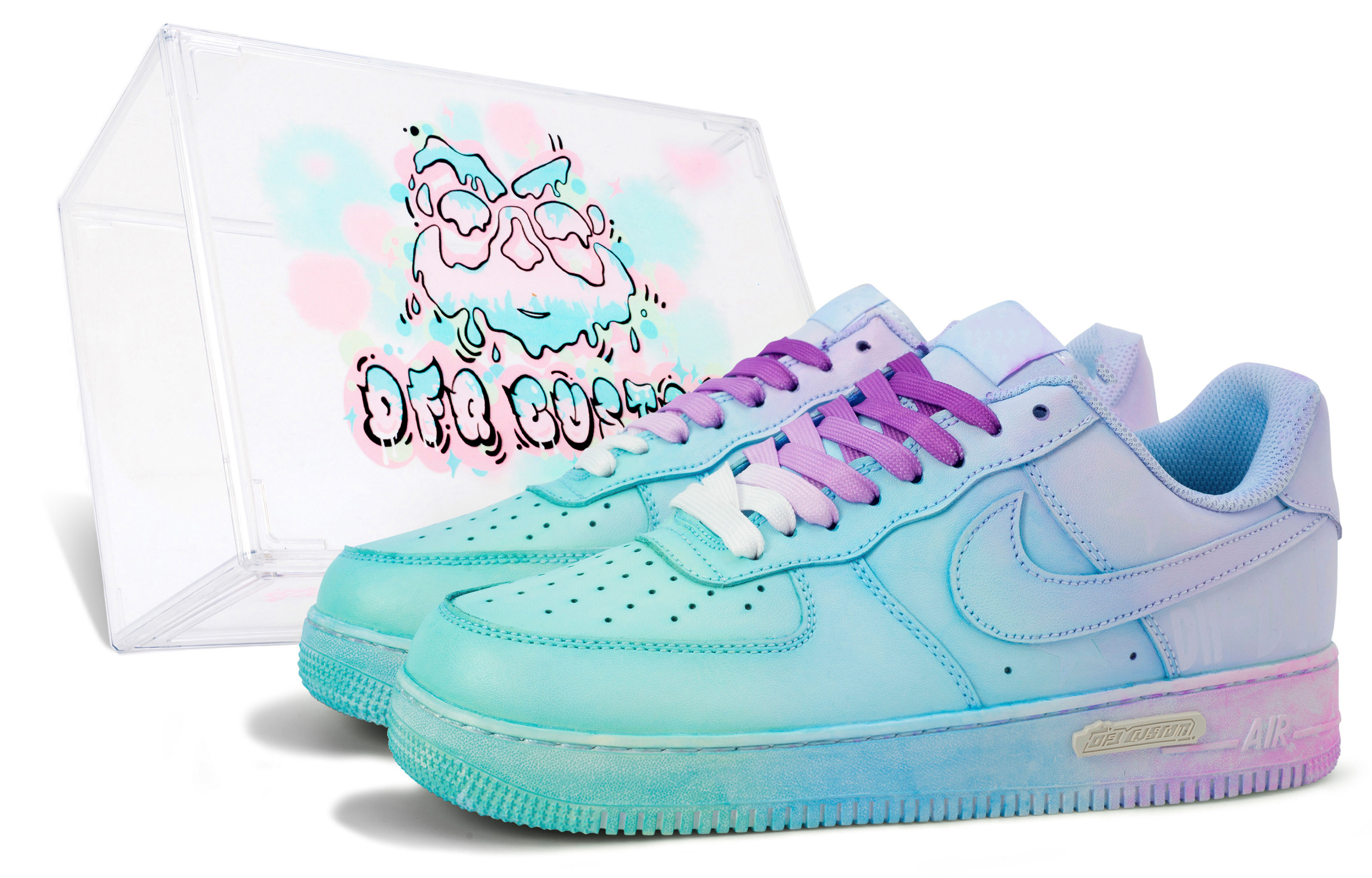 [Custom Shoes] Nike Air Force 1 Low 'Green Blue Purple Gradient'