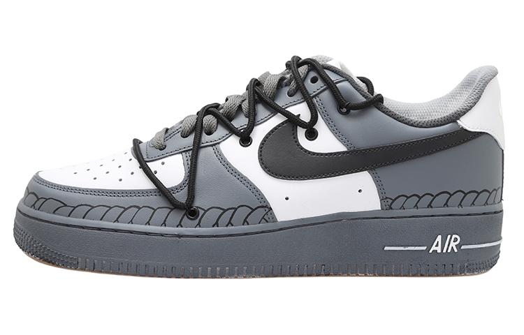 Buy [Sepatu Kustom] Nike Air Force 1 Low 'Abu-Hitam-Putih Usang' CW2288-111(Team拾玖-绳绘空军S-BOX)