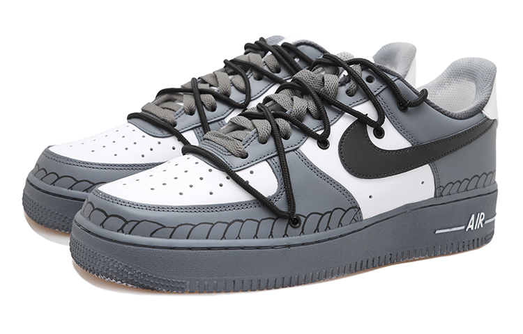 Lookbook [Sepatu Kustom] Nike Air Force 1 Low 'Abu-Hitam-Putih Usang' CW2288-111(Team拾玖-绳绘空军S-BOX)