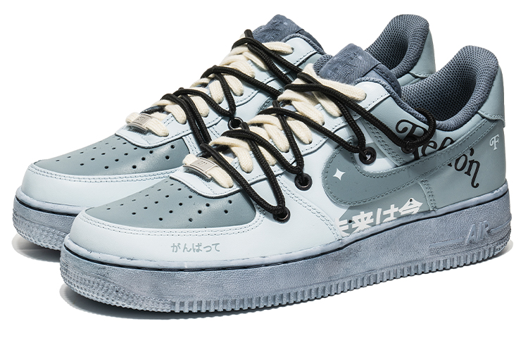 Lookbook 나이키 에어포스 1 로우 '회색 파랑 빈티지 퓨처' (커스텀) CW2288-111(TeamB-男款复古未来灰G-BOX)