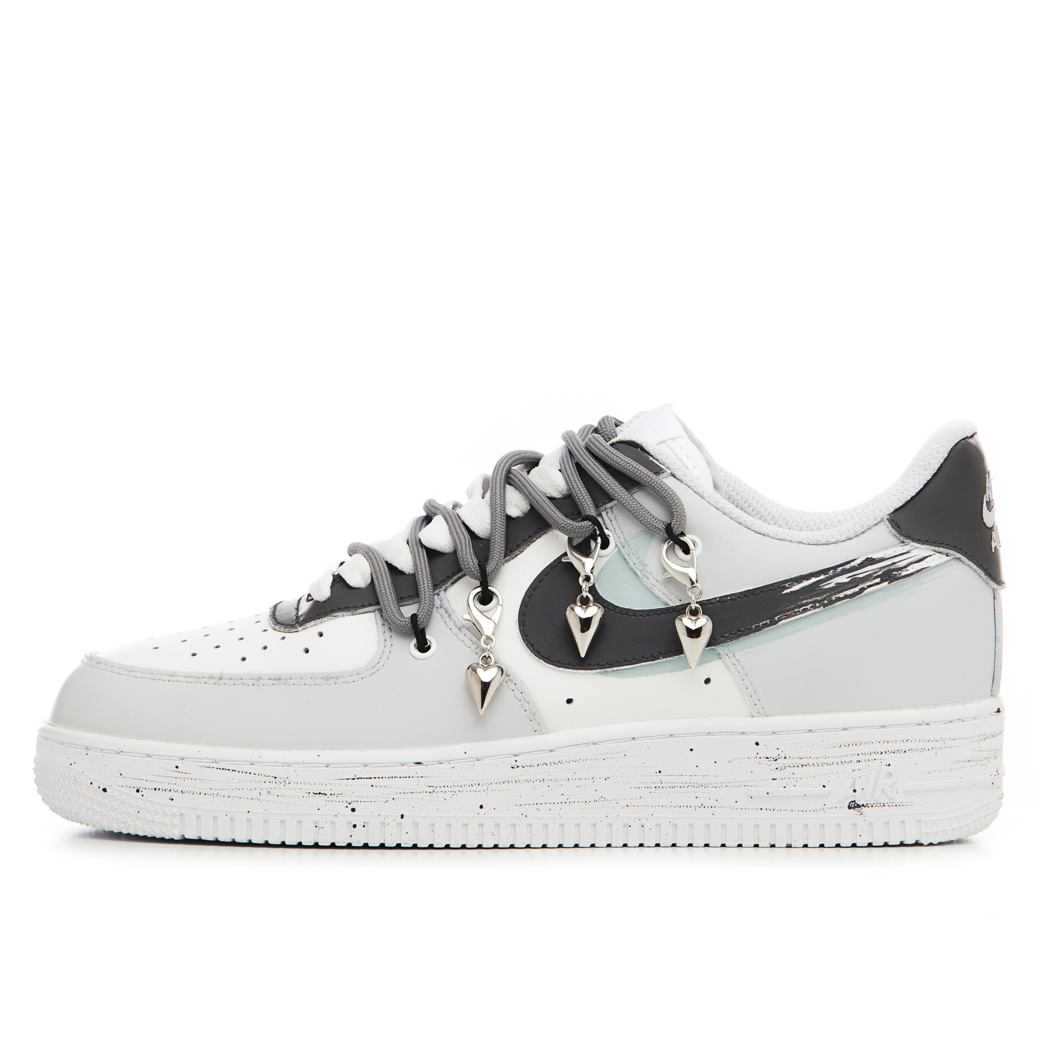 Buy [カスタムシューズ] ナイキエアフォース1ロー『グレイハートペンダント』 CW2288-111(Team60-男款不封心)