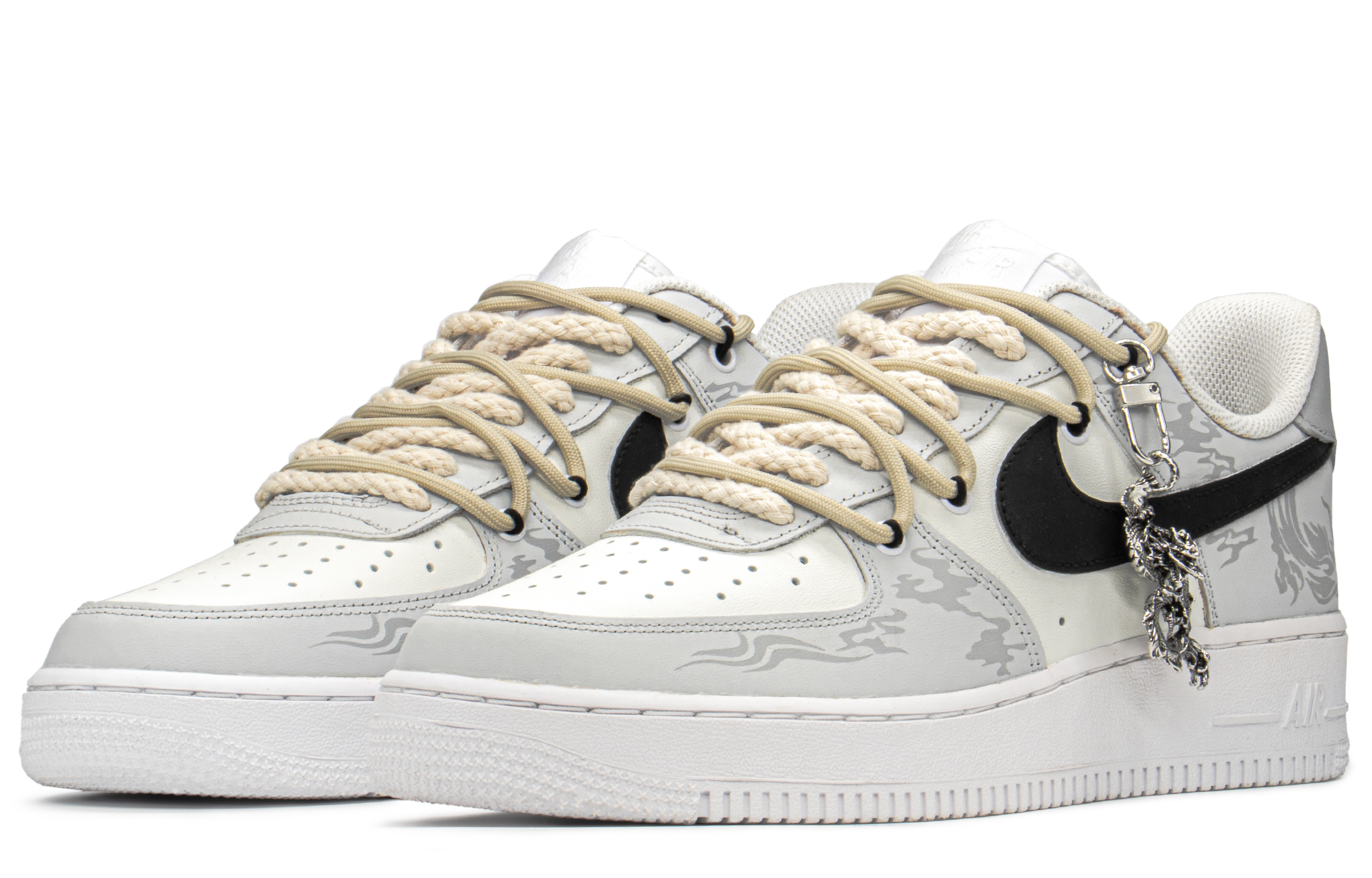 Lookbook [カスタムシューズ] ナイキ エアフォース 1 ロー 'グレー ホワイト-ロープ' CW2288-111(TeamA-AF男龙国风S-BOX)