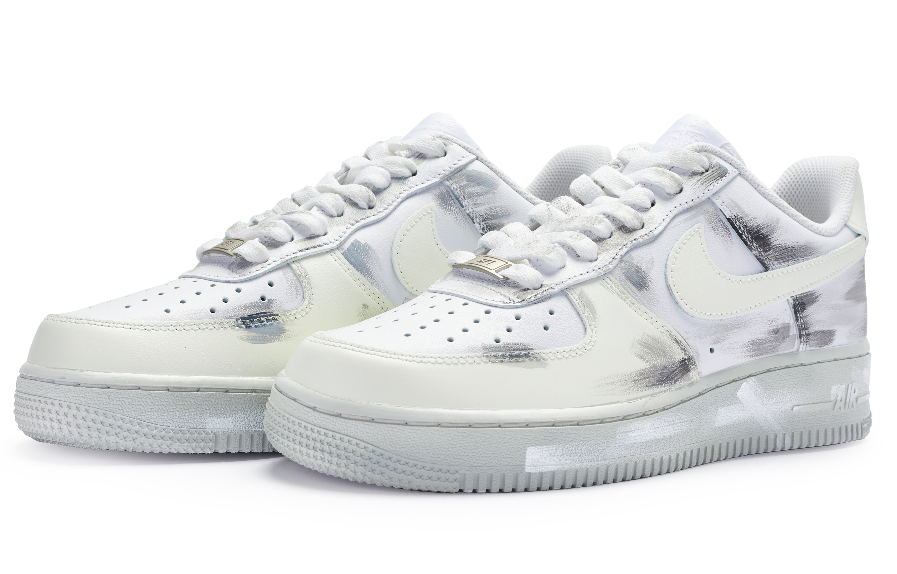 Lookbook [カスタムシューズ] ナイキ エア フォース 1 ロー『グレイ ホワイト ディップダイ』 CW2288-111(Team80-男款灰白浸染白灰)