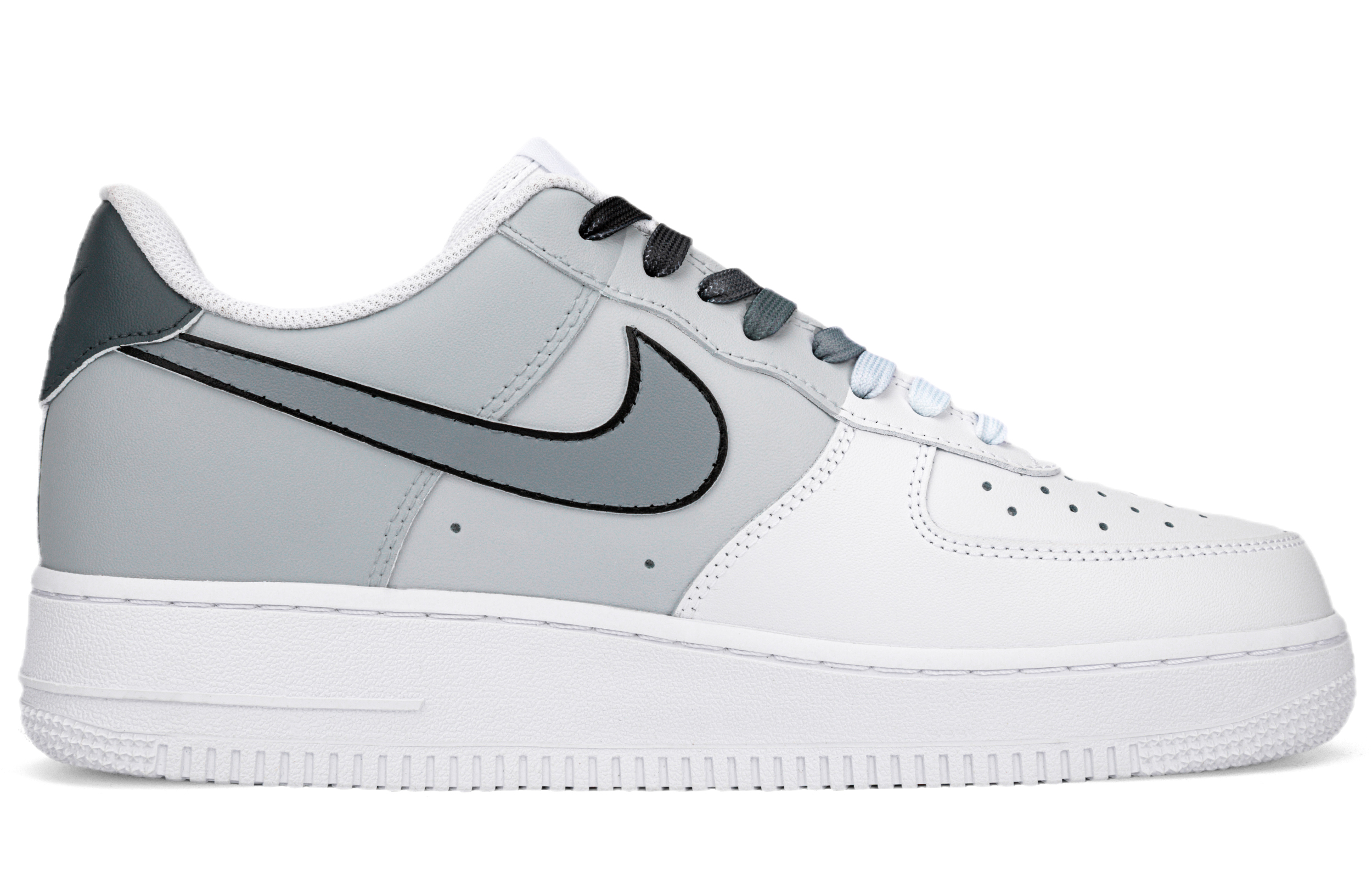 Order [Kasut Rekaan Khas] Nike Air Force 1 Low 'Kelabu Putih Gradasi Komik' CW2288-111(Team18-AF1灰色三钩）