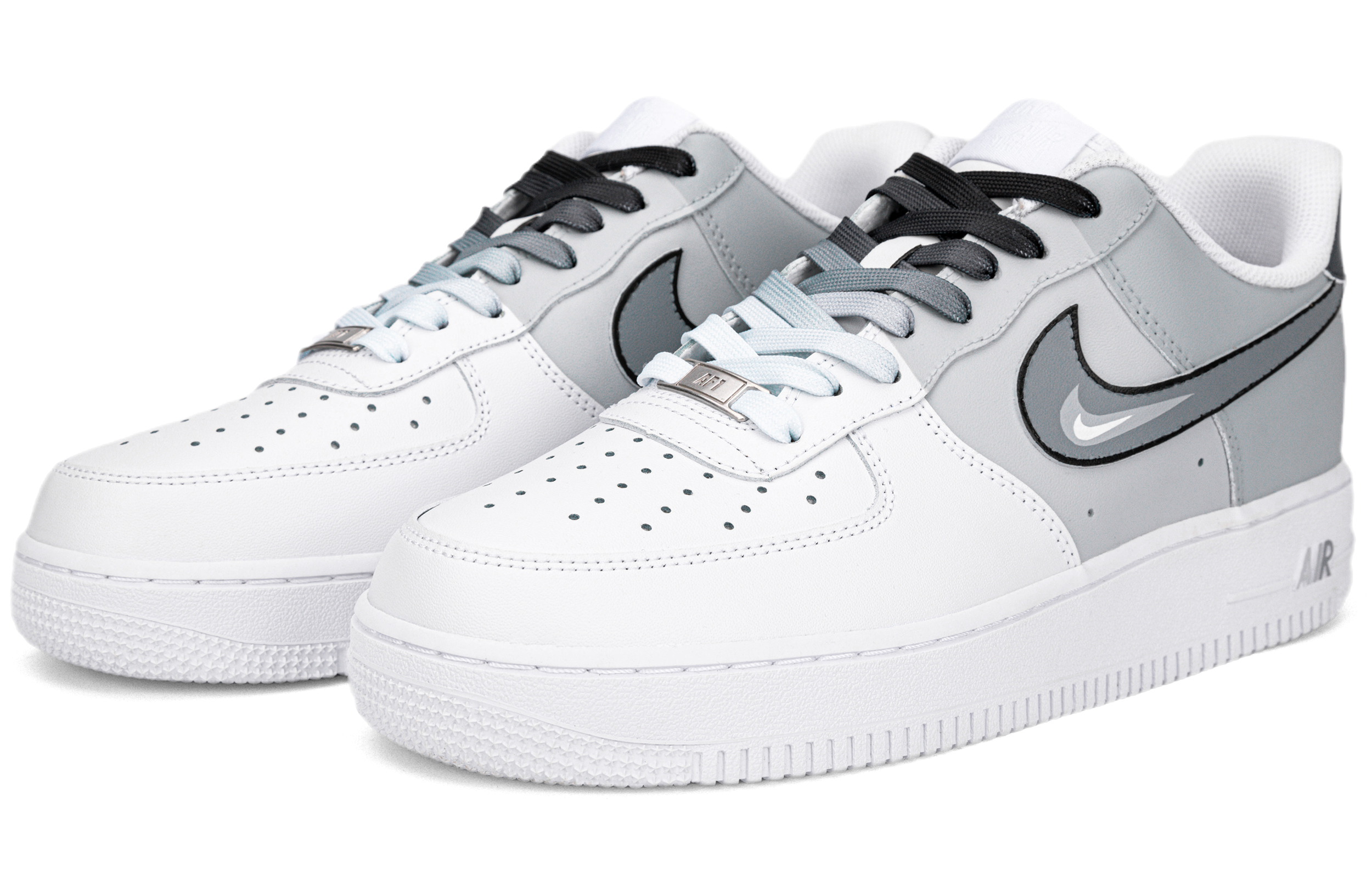Lookbook [Kasut Rekaan Khas] Nike Air Force 1 Low 'Kelabu Putih Gradasi Komik' CW2288-111(Team18-AF1灰色三钩）
