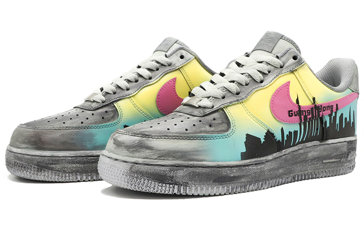 Shop [Sneakers Kustom] Nike Air Force 1 Low 'Eksklusif Kota Guangdong' CW2288-111(TeamM-男款广东城市限定灰绿黄)