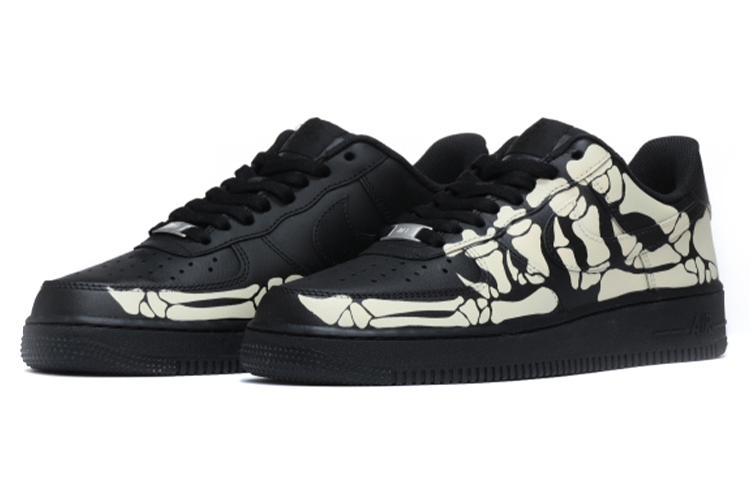 Lookbook [Sepatu Custom] Nike Air Force 1 Low 'Halloween Tengkorak' CW2288-001(Teamfour-男女同款骷髅骨黑色)