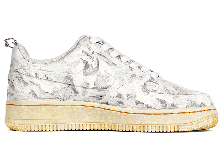 Order Zapatillas Nike Air Force 1 Low 'Pintadas a Mano Envejecidas Oxidadas' CW2288-111(Team拾柒-男款石膏手绘氧化米白)
