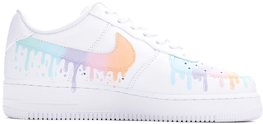 【定制球鞋】 Nike Air Force 1 Low 手繪 彩虹糖漿 融化 簡約清新 低幫 板鞋 男款 白粉 Order 【定制球鞋】 Nike Air Force 1 Low 手繪 彩虹糖漿 融化 簡約清新 低幫 板鞋 男款 白粉