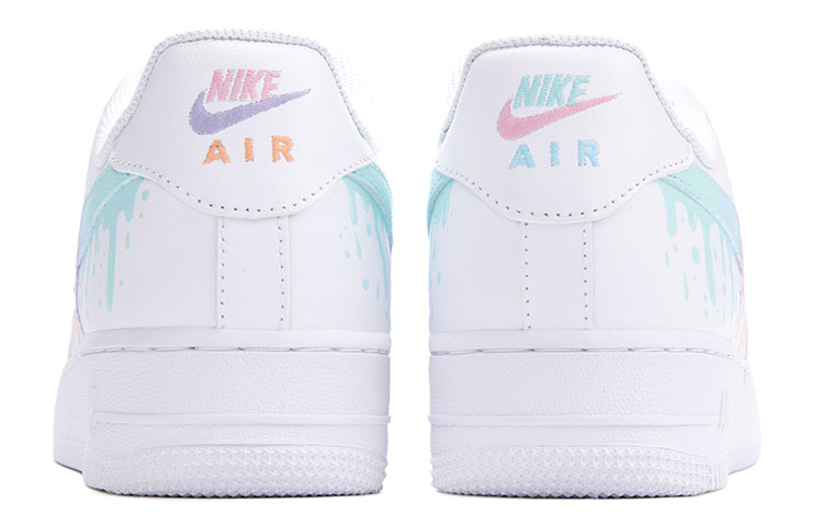 Shop 【定制球鞋】 Nike Air Force 1 Low 手繪 彩虹糖漿 融化 簡約清新 低幫 板鞋 男款 白粉