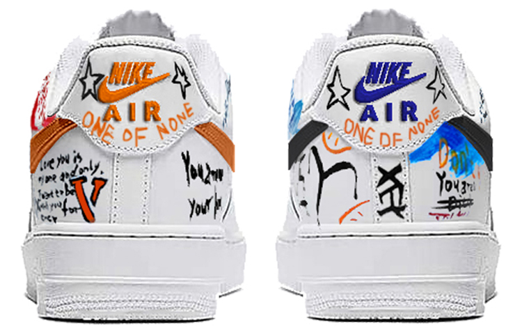 Shop 【定制球鞋】 Nike Air Force 1 Low 1 07 空軍一號 手寫的浪漫 潮流百搭 低幫 板鞋 男款 白藍