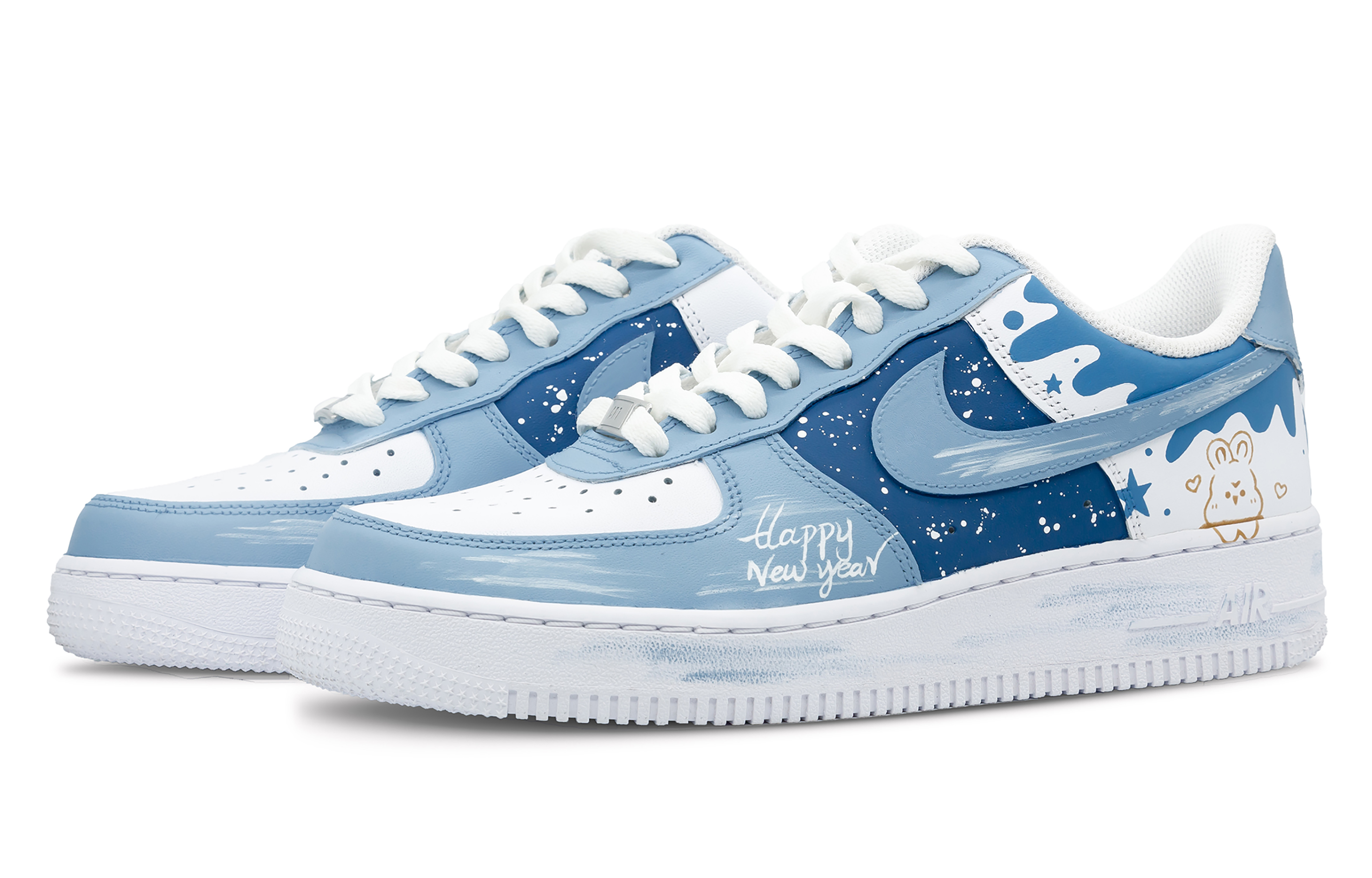 Lookbook 【定製球鞋】 Nike Air Force 1 Low 空軍一號 07兔年限定 HappyNewyear 低筒 板鞋 男款 天藍
