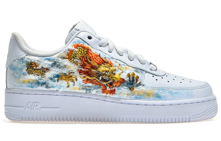 Order 【定制球鞋】Nike Air Force 1 Low 空軍一號 金龍賜福 3D立體手繪 HAPTIC ART 觸覺藝術 不掉色 低幫 板鞋 男款 白藍紅