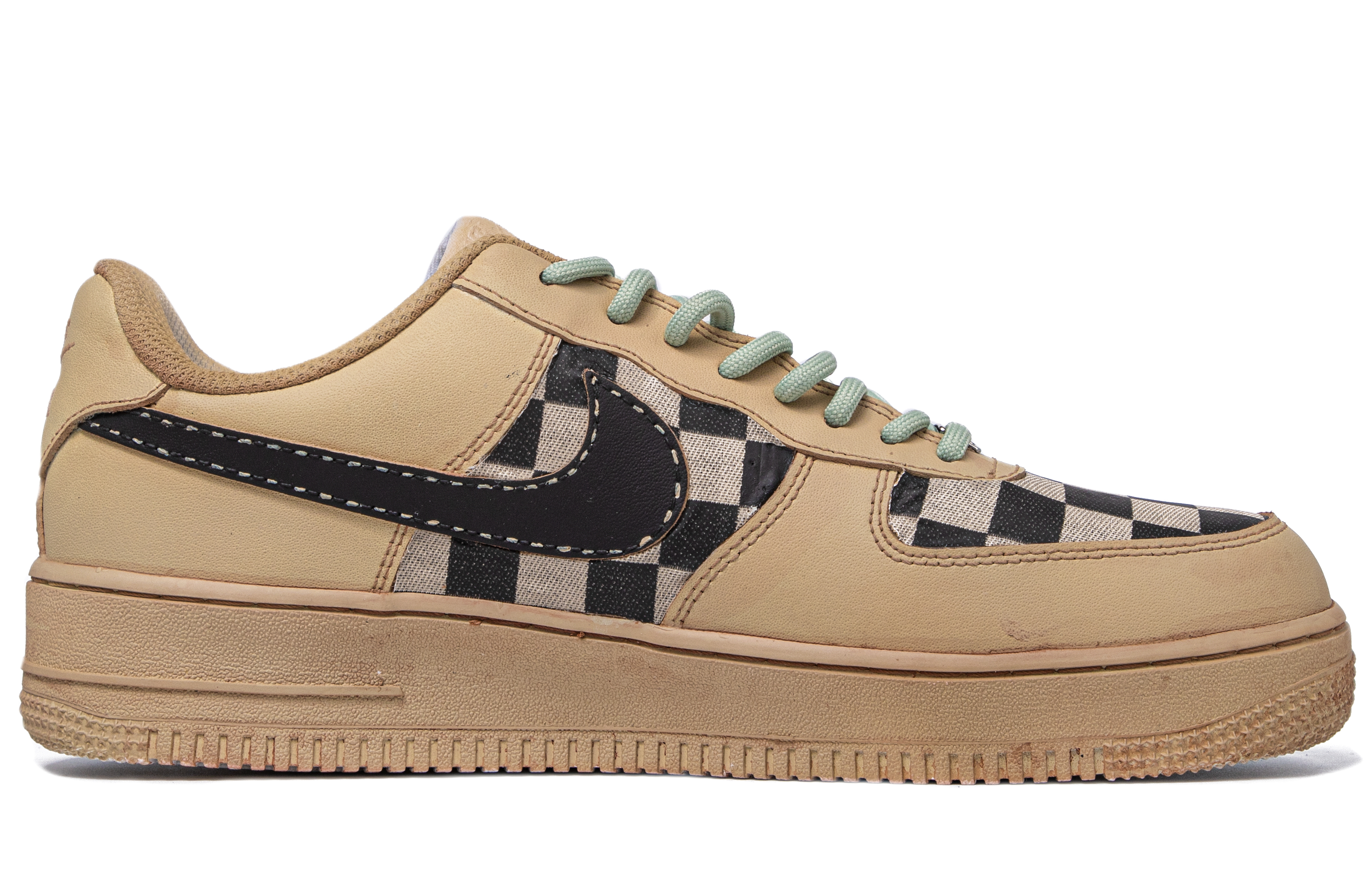 Order [Sepatu Kustom] Nike Air Force 1 Low 'Heart Waffle Vintage Punk Krim Coklat' CW2288-111(TeamM-男款爱心华夫米白棕)