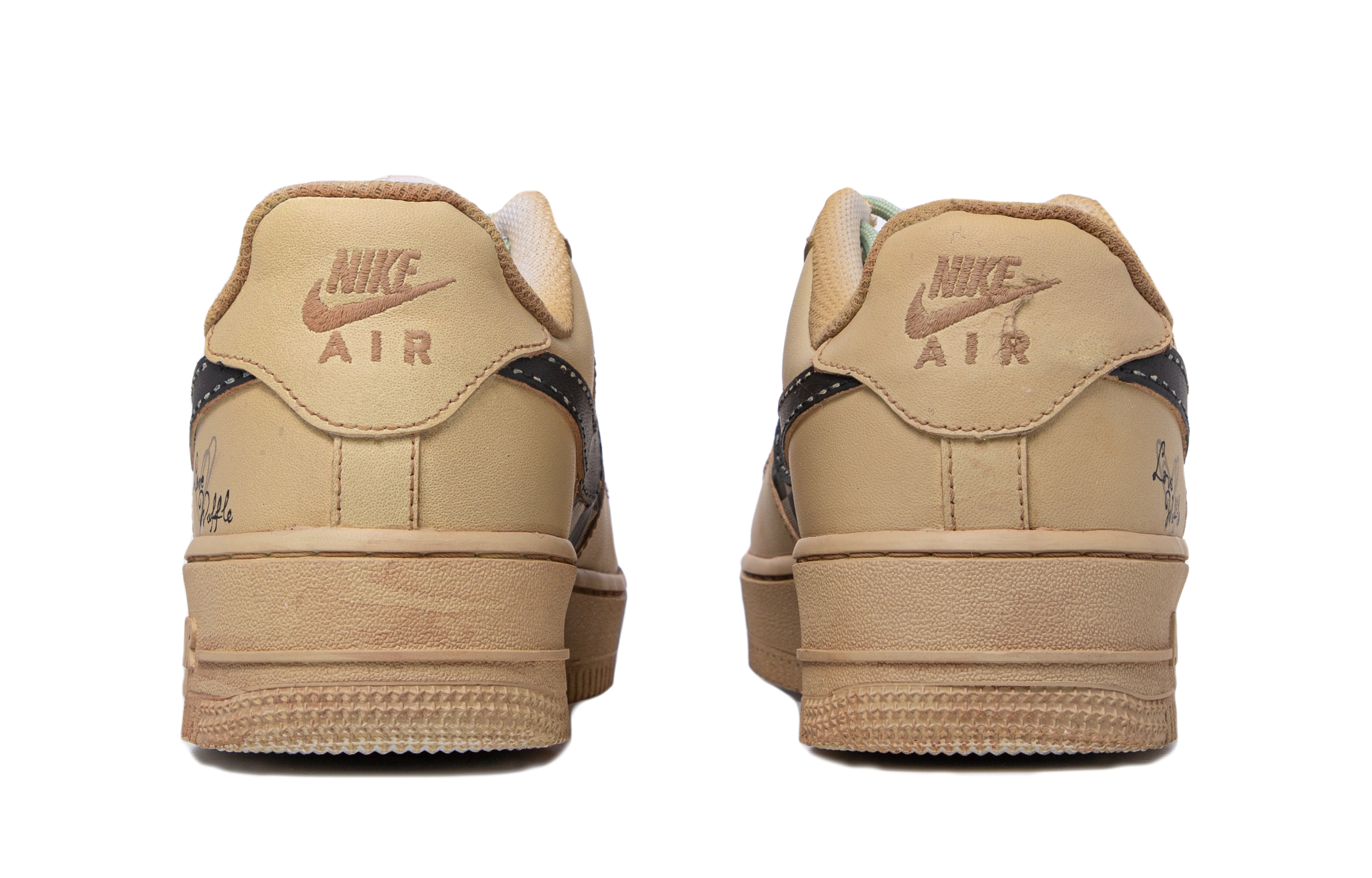 Shop [Sepatu Kustom] Nike Air Force 1 Low 'Heart Waffle Vintage Punk Krim Coklat' CW2288-111(TeamM-男款爱心华夫米白棕)