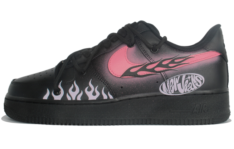 Buy 【訂製球鞋】 Nike Air Force 1 Low 地獄之火 粉色火焰 防滑耐磨透氣 低筒 板鞋 男女同款 黑色