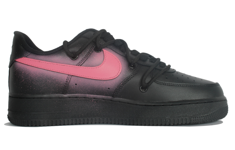 Lookbook 【訂製球鞋】 Nike Air Force 1 Low 地獄之火 粉色火焰 防滑耐磨透氣 低筒 板鞋 男女同款 黑色