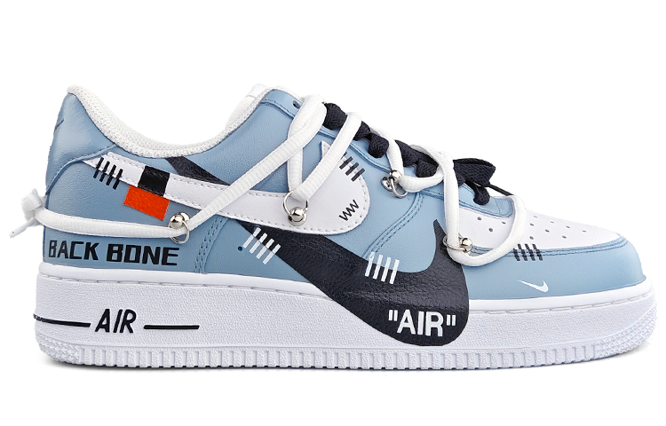 Lookbook 나이키 에어포스 1 로우 '힙합 블루 화이트 블랙' (커스텀) 315122-111（Team13-雾霾蓝E)