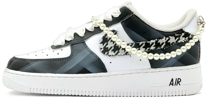 custom-shoes-nike-air-force-1-low-houndstooth-pearls-black-white