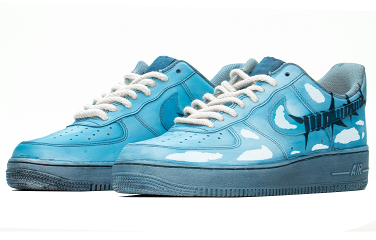 Lookbook [Kasut Custom] Nike Air Force 1 Low 'Ais Biru Awan Putih' CW2288-111(TeamA-AF1男款冰蓝浸染白云)