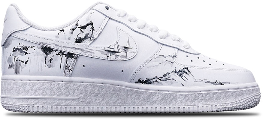 【定制球鞋】Nike Air Force 1 Low 7 空軍一號 國潮系列 水墨竹葉 中國風 低幫 板鞋 男款 黑白紅 Order 【定制球鞋】Nike Air Force 1 Low 7 空軍一號 國潮系列 水墨竹葉 中國風 低幫 板鞋 男款 黑白紅