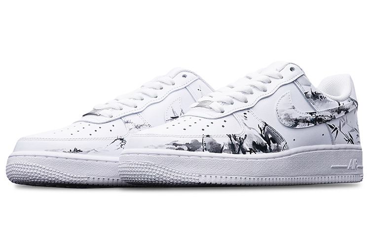 Lookbook [Kasut Custom] Nike Air Force 1 Rendah 'Ink Bamboo - Siri Guochao' CW2288-111(Teamone-男款水墨竹叶)