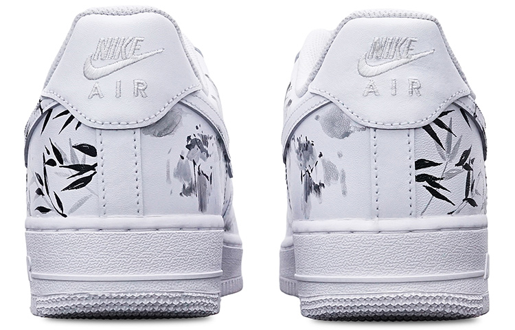 Shop [Kasut Custom] Nike Air Force 1 Rendah 'Ink Bamboo - Siri Guochao' CW2288-111(Teamone-男款水墨竹叶)