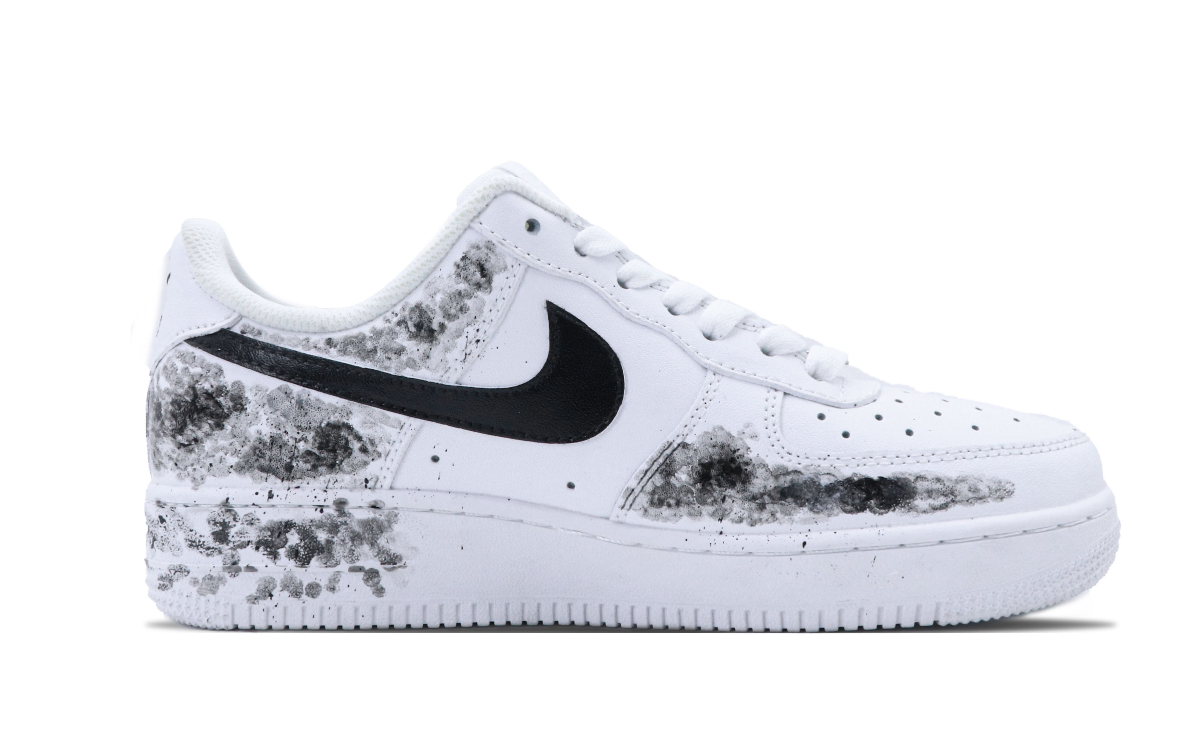 Lookbook [Sepatu Kustom] Nike Air Force 1 Low 'Hitam dan Putih' CW2288-111(Team147-空军水墨)