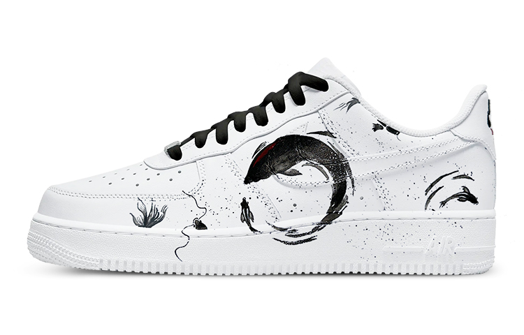 Buy 【定制球鞋】Nike Air Force 1 Low 空軍一號 MAY 水墨 鯉魚 國風 潑墨 低幫 板鞋 男款 黑白