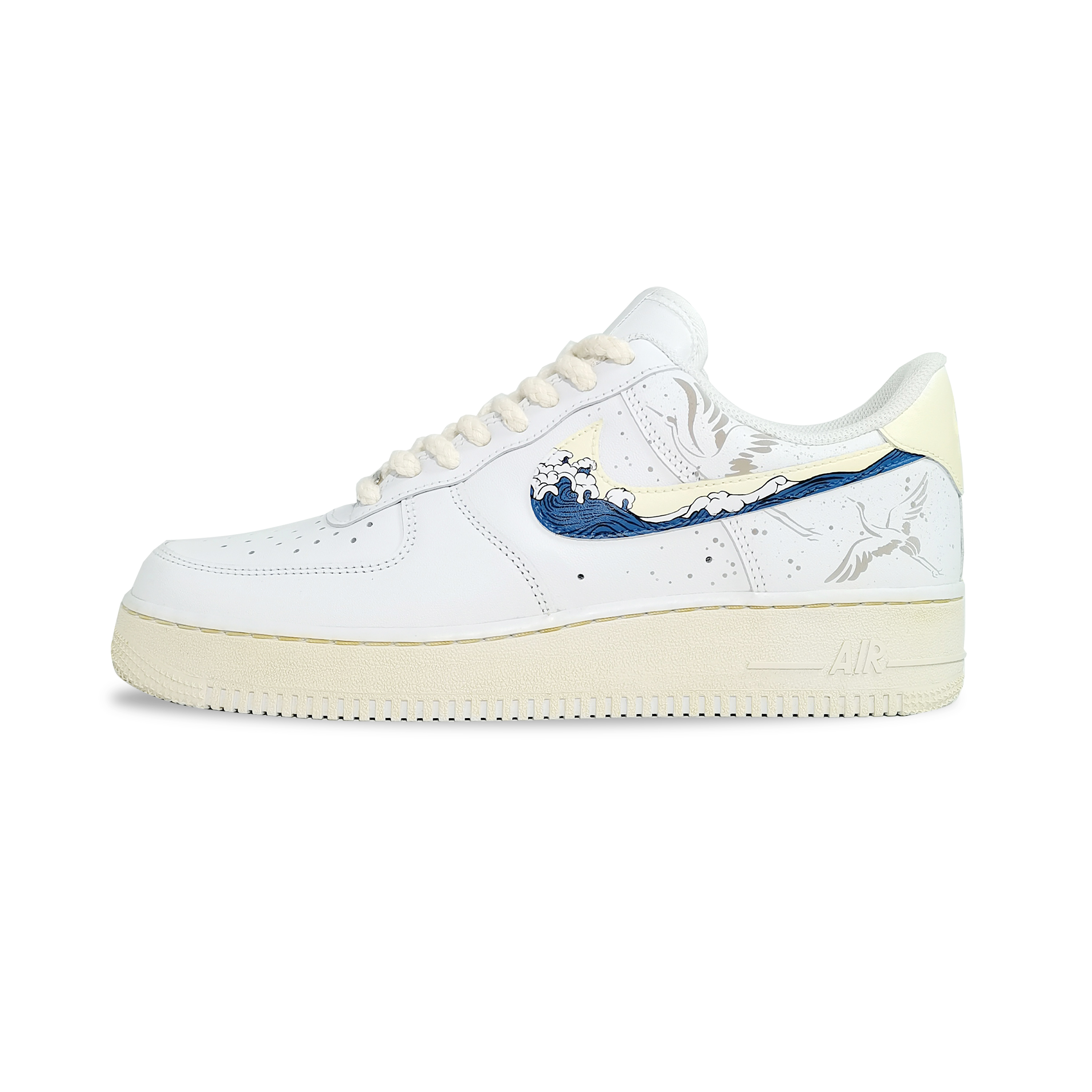 Lookbook [Sepatu Custom] Nike Air Force 1 Low 'Ink Crane Beige' CW2288-111(TeamEight-男款光感变色仙鹤)
