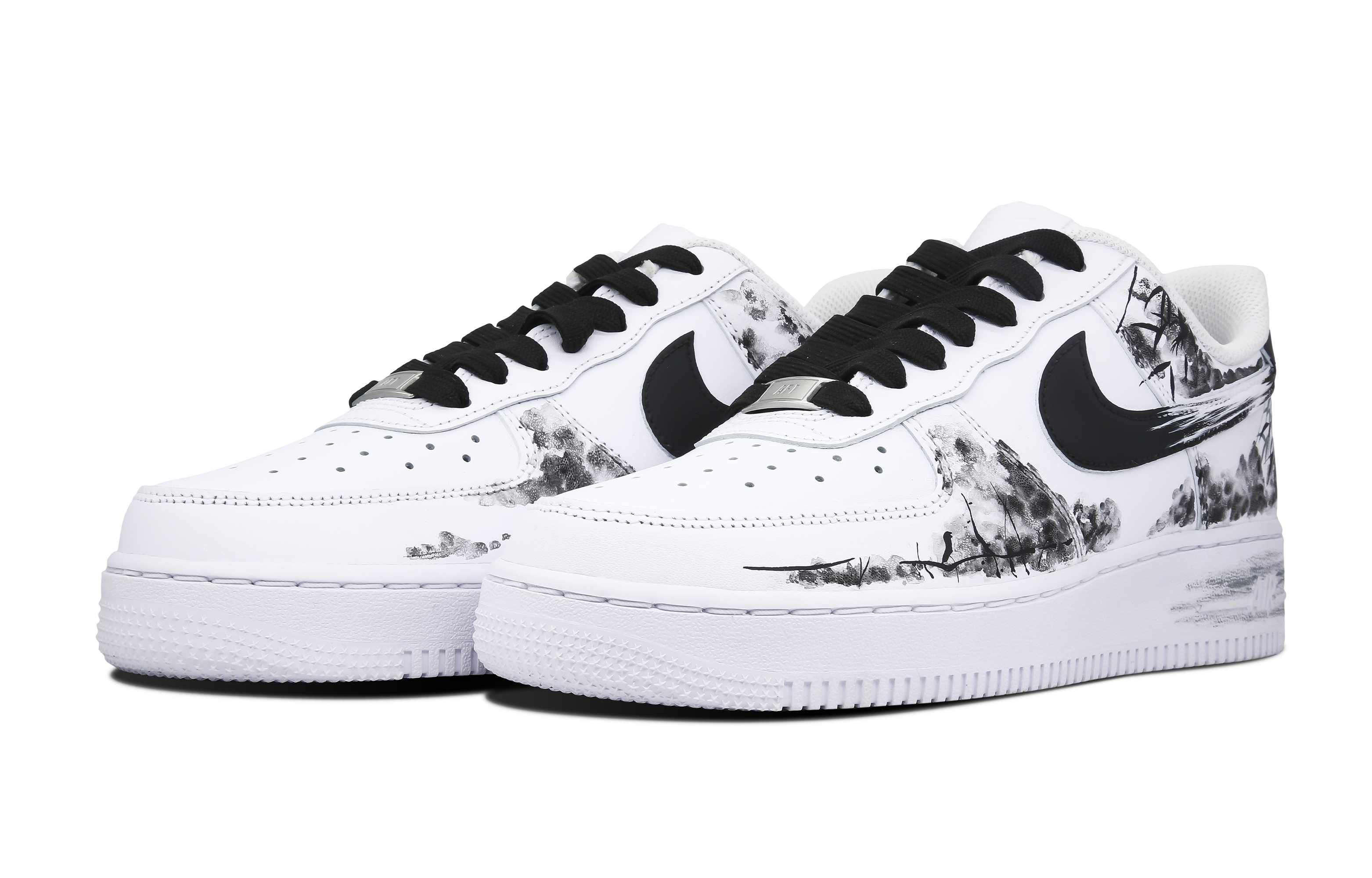 Lookbook 【定製球鞋】Nike Air Force 1 Low 無關風月 新中式 國風 水墨塗鴉 簡約 低筒 板鞋 男款 黑白灰