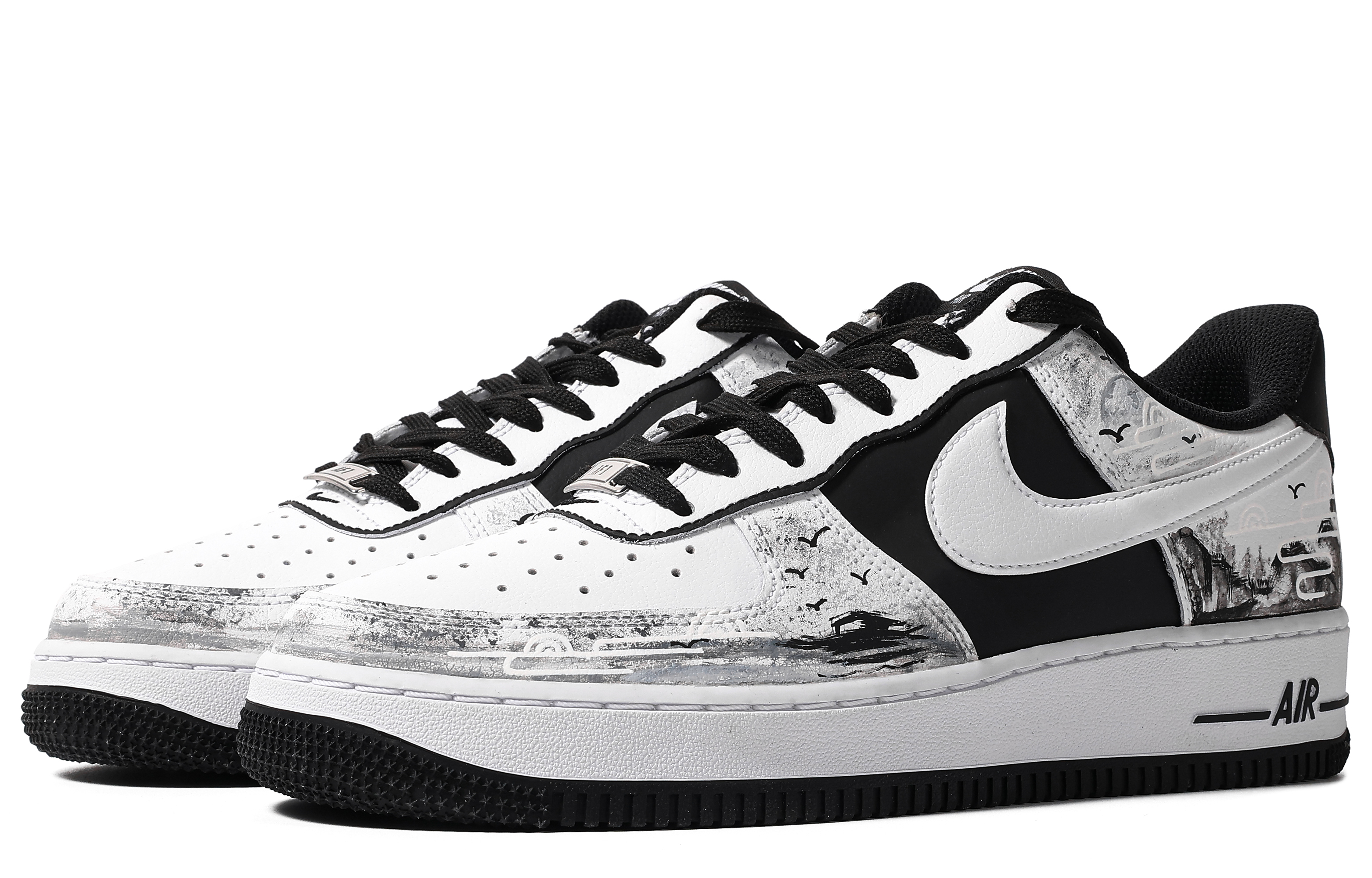 Shop [Zapatos Personalizados] Nike Air Force 1 Low 'Paisaje de Tinta Lavada' DR9867-102(TeamM-男款山水S-BOX)