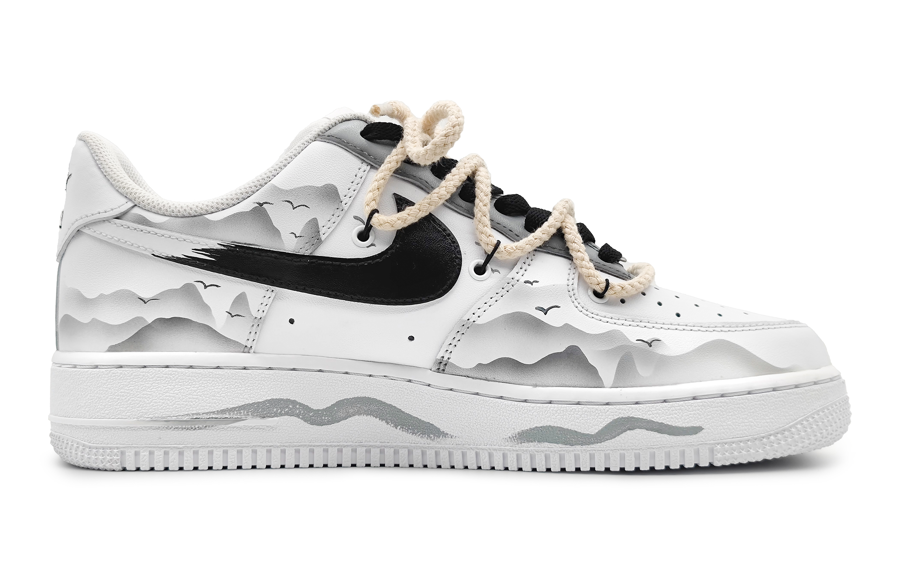Order [Sepatu Kustom] Nike Air Force 1 Low 'Jiangnan Ink Shadow Dawn Leather Patch' DH2920-111(Team16-女款墨影千川解构)