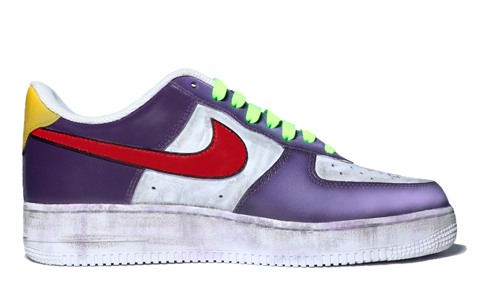 Order [Kasut Custom] Nike Air Force 1 Low 'Joker Lakers Ungu Kuning' CW2288-111(team25-小丑涂鸦)