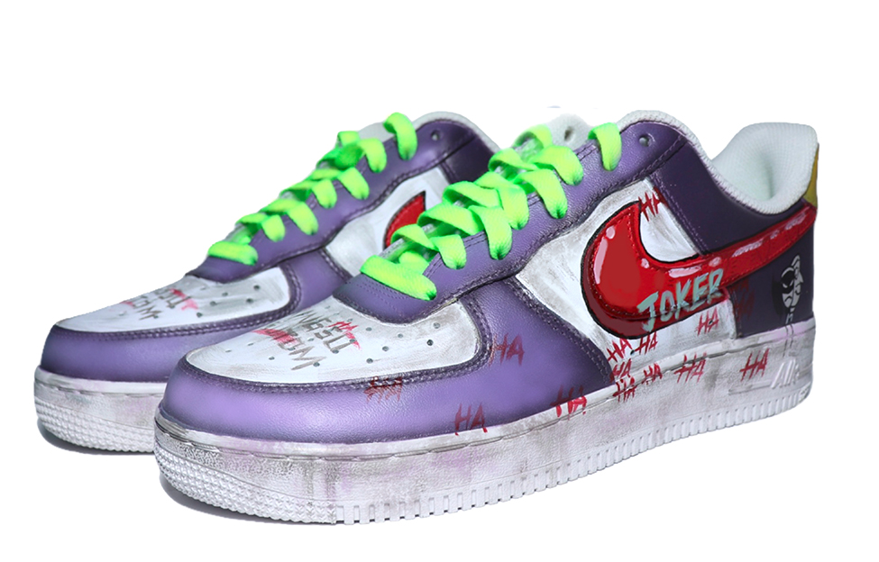 Lookbook [Kasut Custom] Nike Air Force 1 Low 'Joker Lakers Ungu Kuning' CW2288-111(team25-小丑涂鸦)