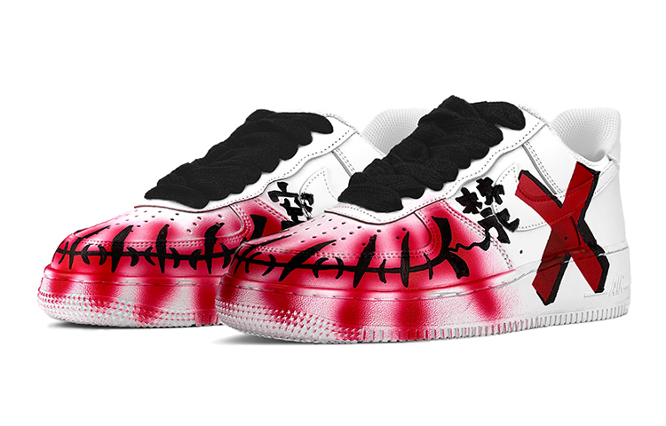 Lookbook Nike Air Force 1 Low "Joker Graffiti" Personalizadas DH2920-111(TeamY-女款超级反派小丑黑红)