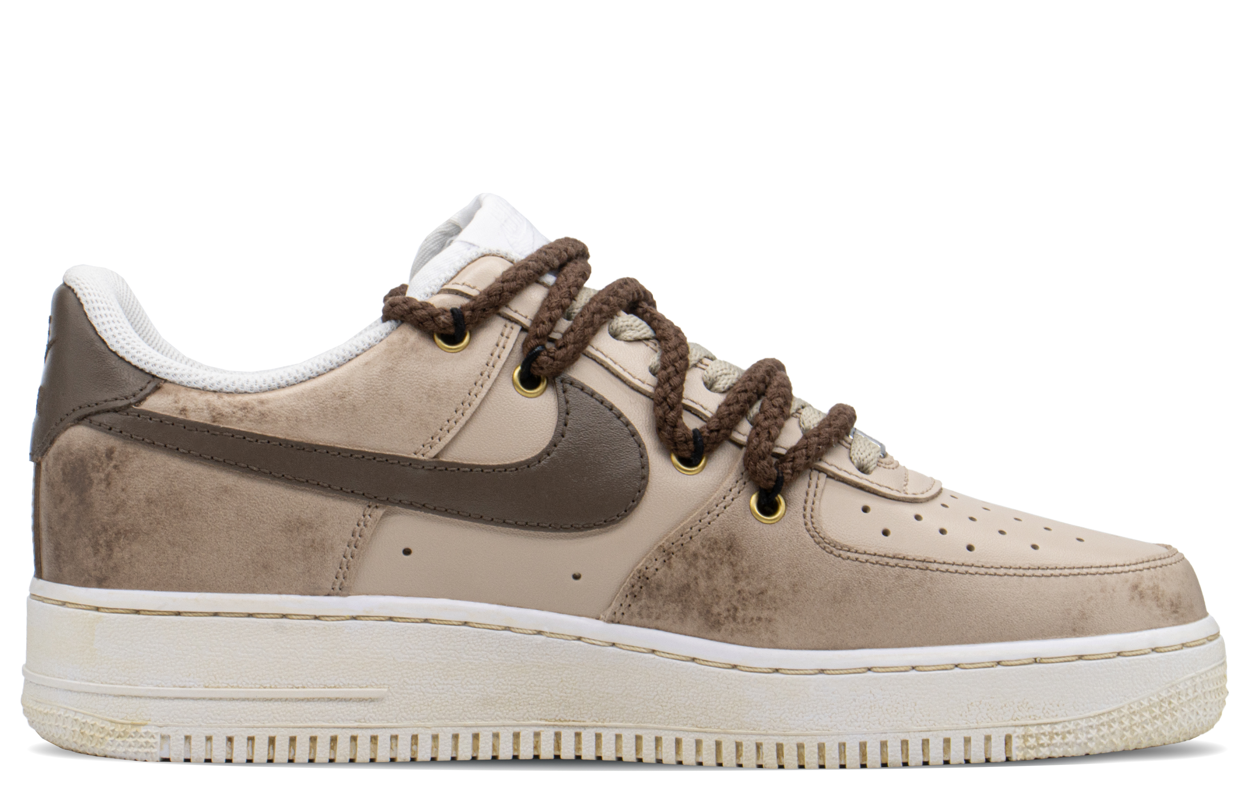 Order 【定制球鞋】Nike Air Force 1 Low 復古禮盒 解構 高街 神秘蛇 低筒 板鞋 男款 卡其棕