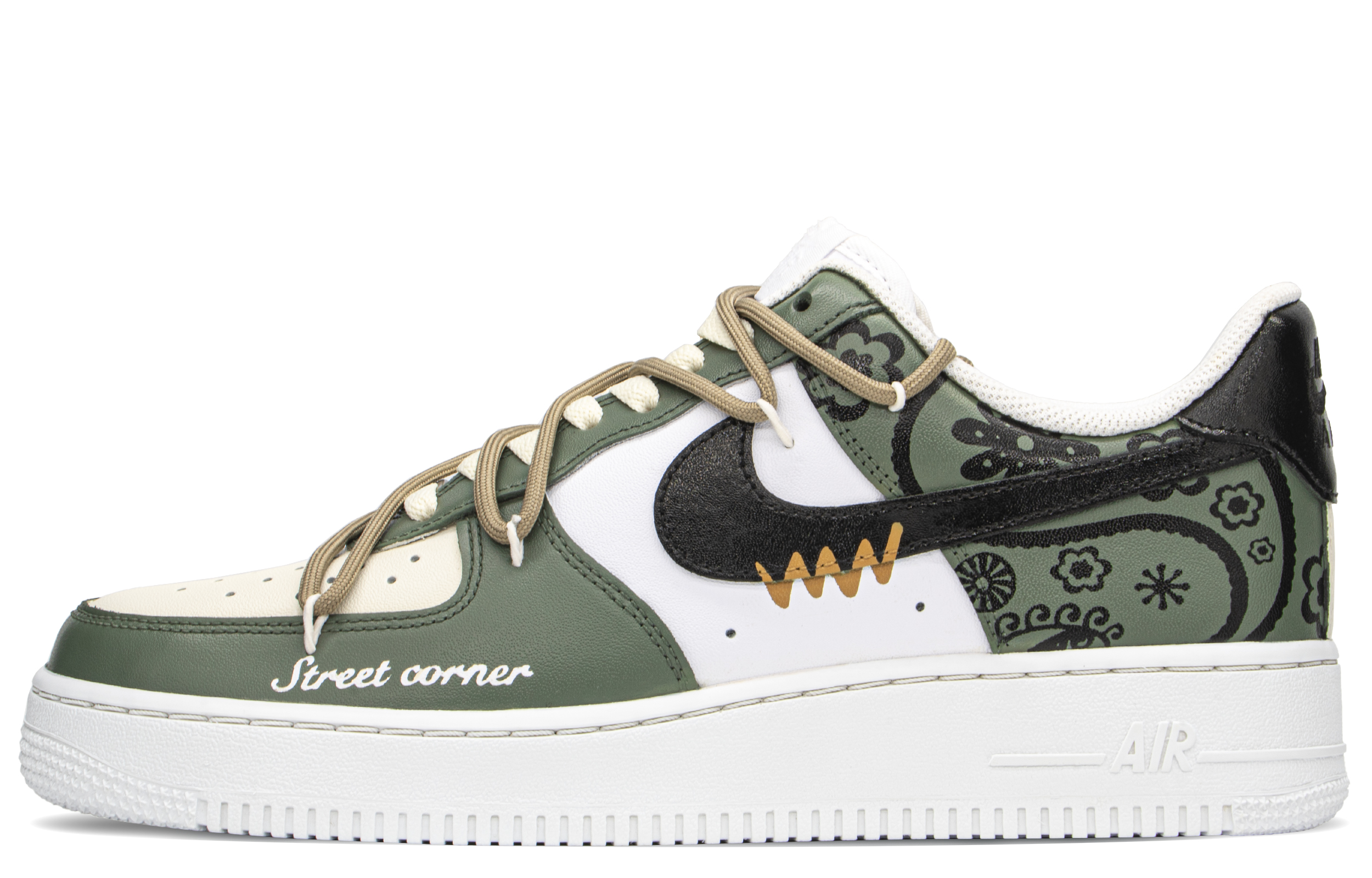 [Custom Shoes] Nike Air Force 1 Low 'Khaki Green FZBB Street Paisley'