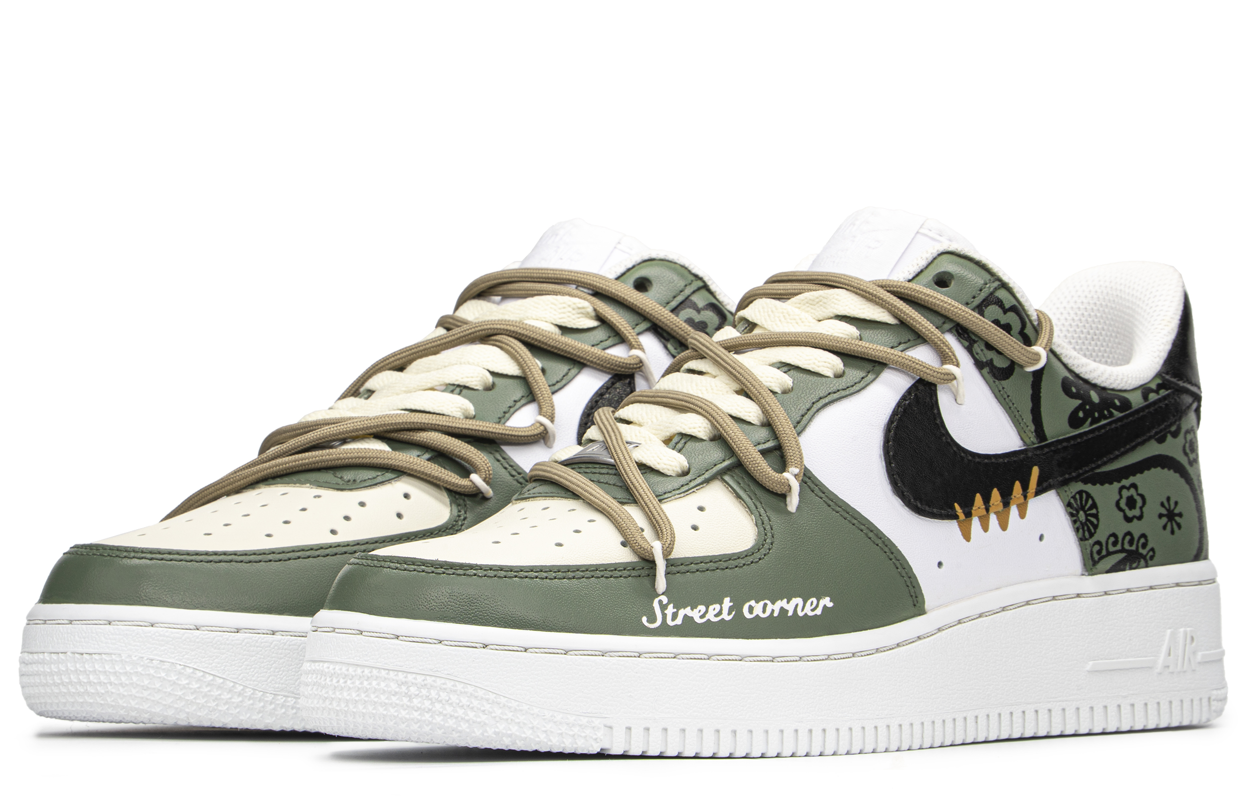 [Custom Shoes] Nike Air Force 1 Low 'Khaki Green FZBB Street Paisley' 圖 3