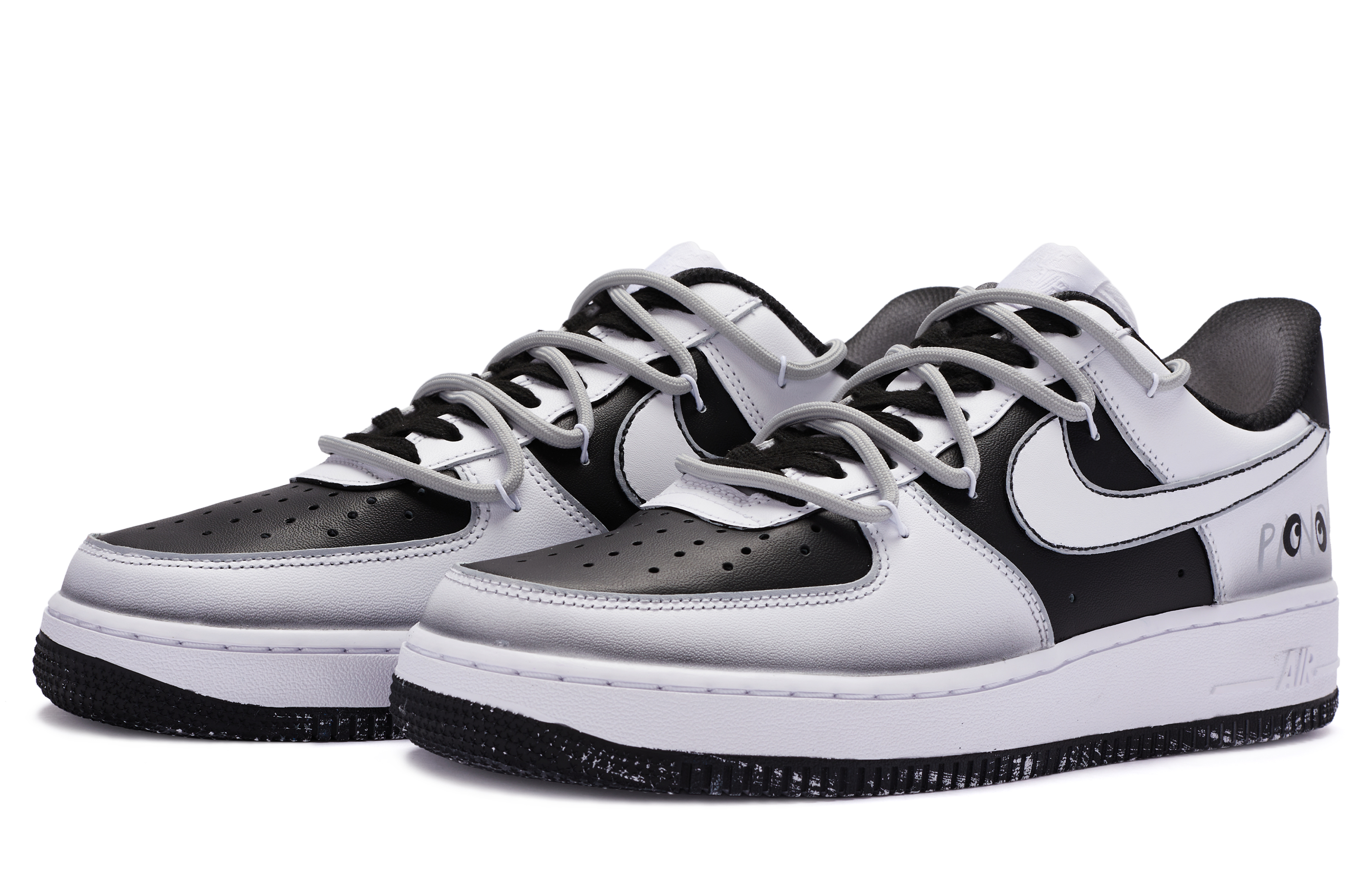 Lookbook 【定製球鞋】 Nike Air Force 1 Low BIGNIU 六一動漫 功夫熊貓 手繪噴繪 低筒 板鞋 男款 黑白