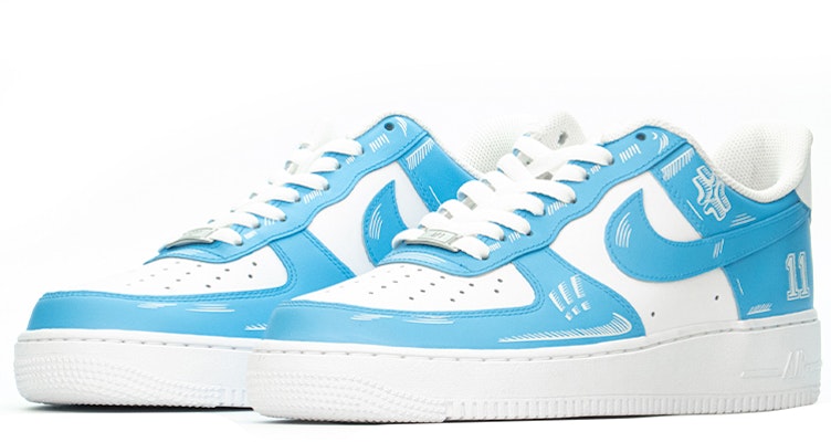 【定製球鞋】Nike Air Force 1 Low 空軍一號 黑子哲也 11號 黑子的籃球 動漫二次元 低幫 板鞋 男款 北卡藍 Lookbook 【定製球鞋】Nike Air Force 1 Low 空軍一號 黑子哲也 11號 黑子的籃球 動漫二次元 低幫 板鞋 男款 北卡藍
