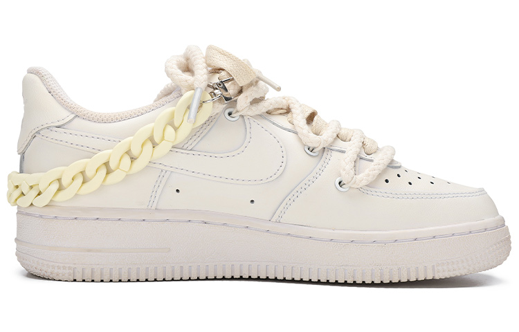 Order 【定制球鞋】 Nike Air Force 1 Low 空軍一號 葉子 熱轉印 蝴蝶 壓克力 低幫 板鞋 男款 米白
