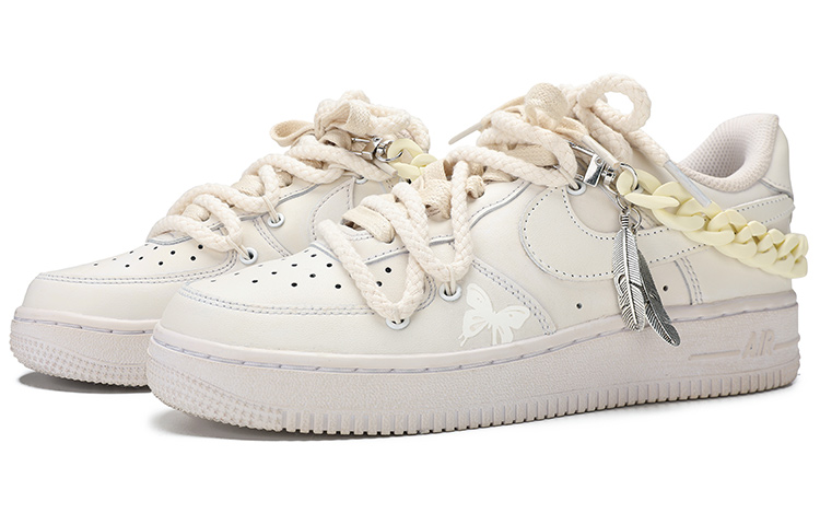 Lookbook 【定制球鞋】 Nike Air Force 1 Low 空軍一號 葉子 熱轉印 蝴蝶 壓克力 低幫 板鞋 男款 米白