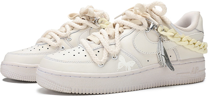 【定制球鞋】 Nike Air Force 1 Low 空軍一號 葉子 熱轉印 蝴蝶 壓克力 低幫 板鞋 男款 米白 Lookbook 【定制球鞋】 Nike Air Force 1 Low 空軍一號 葉子 熱轉印 蝴蝶 壓克力 低幫 板鞋 男款 米白