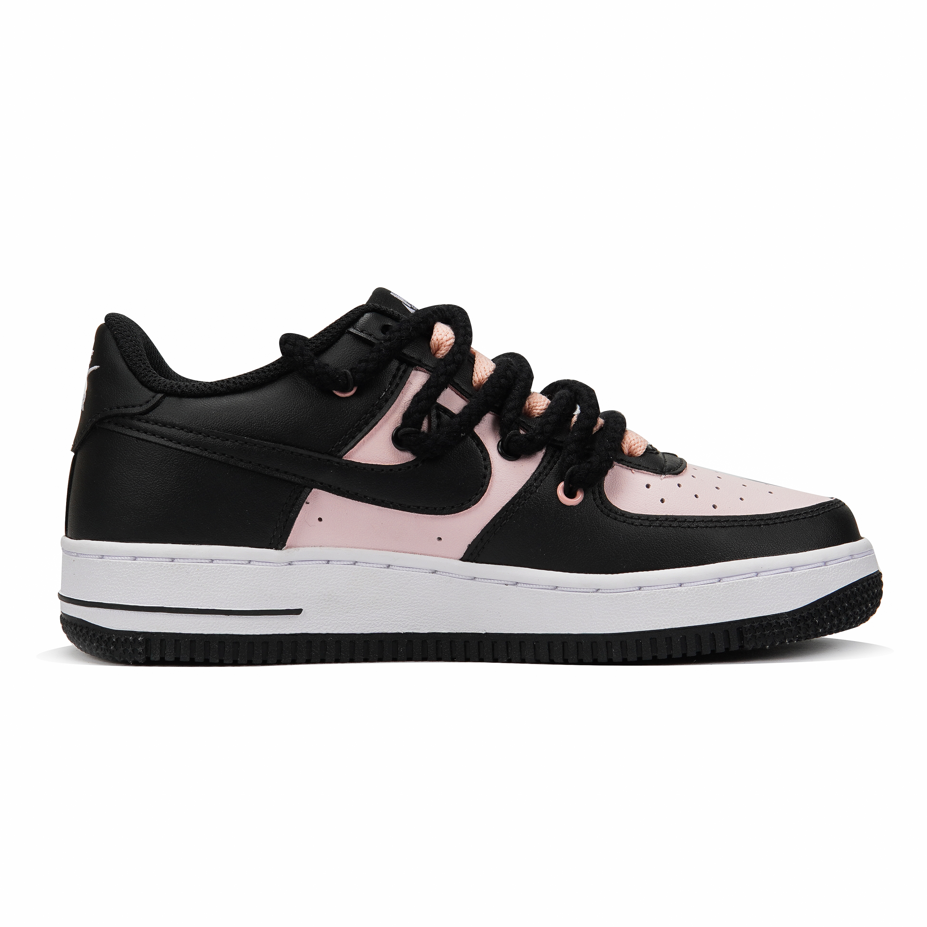 Order 【客製球鞋】Nike Air Force 1 Low ESS 聽歌小狗塗鴉 解構 復古 休閒 低筒 板鞋 GS H黑粉