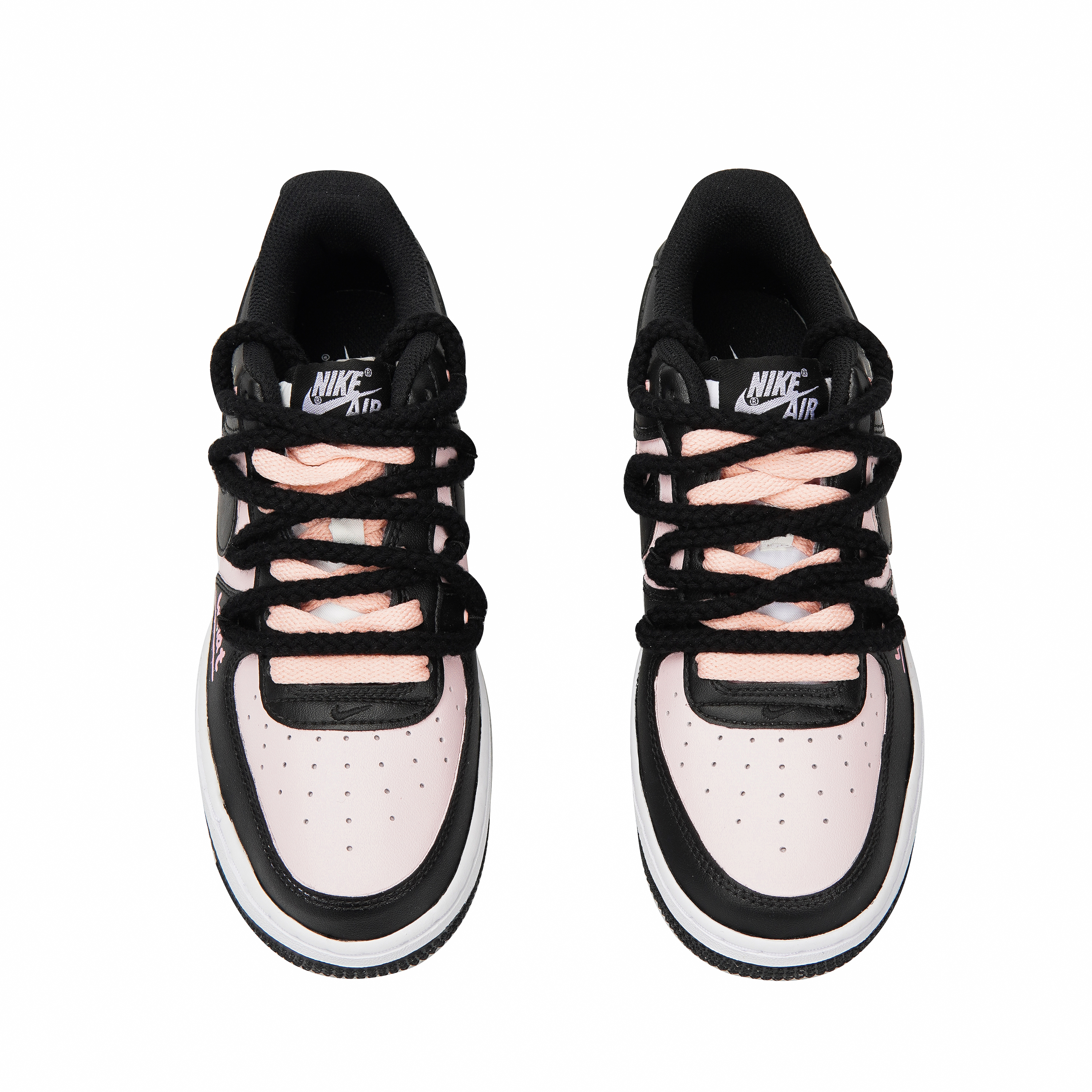 Shop 【客製球鞋】Nike Air Force 1 Low ESS 聽歌小狗塗鴉 解構 復古 休閒 低筒 板鞋 GS H黑粉