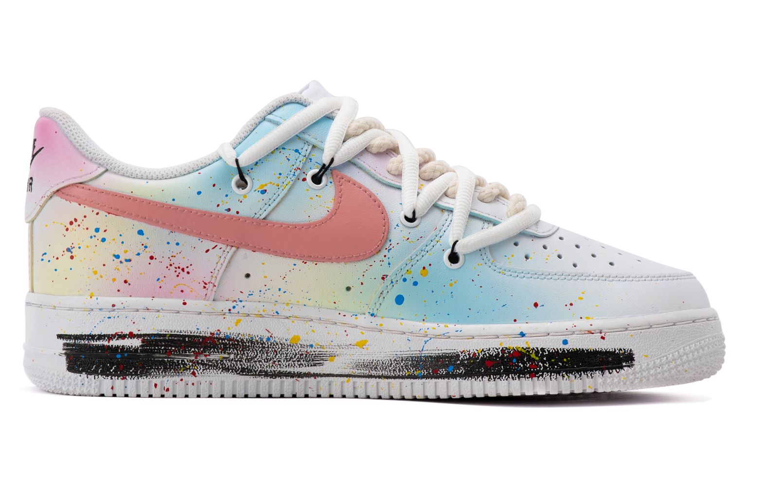 Order 【客製化鞋款】Nike Air Force 1 Low 空軍一號 CS 解構鞋帶 小雛菊二號 手繪塗鴉噴繪 低筒 板鞋 GS 藍白
